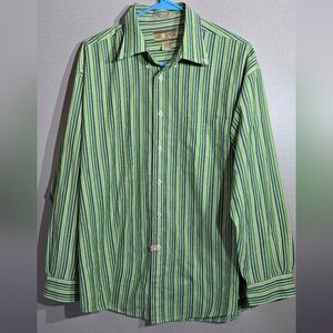 Sun River Green Striped Casual Men's Shirt